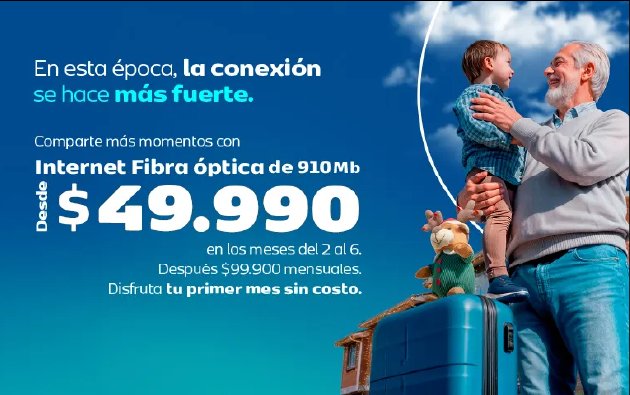 Internet Fibra óptica 910Mb desde $49.990